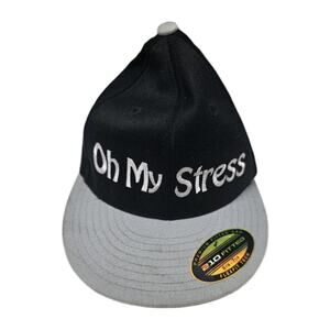O My Stress Fitted Black Hat 6 7/8-7 1/4